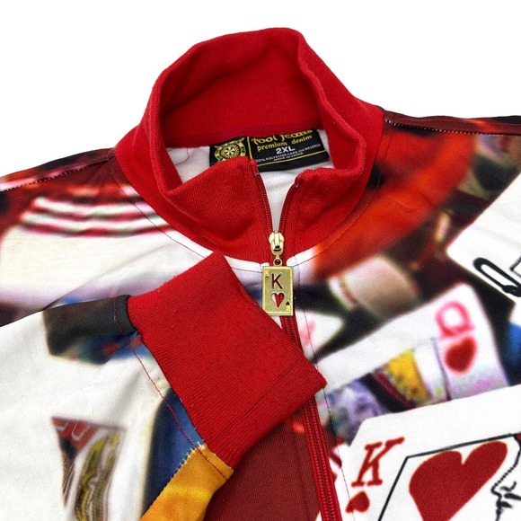 TOOL JEANS Vintage Mens King Of Hearts Cards Full Zip Track Jacket 2XL *RARE* - Picture 5 of 11